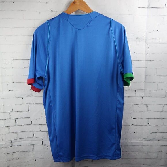 ITALIA FIGC FOOTBALL/SOCCER SHIRT BLUE SHORT SLEEVE V NECK SIZE MEDIUM - Picture 6 of 6